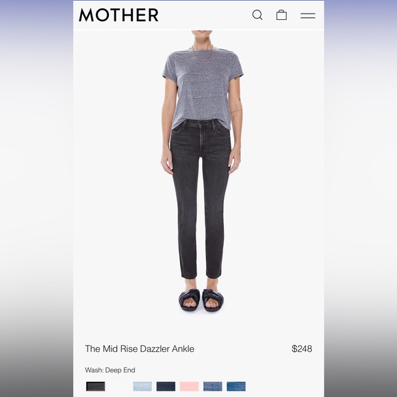 MOTHER The Mid Rise Dazzler Ankle in color Deep End, size 27. NWT - Picture 11 of 11